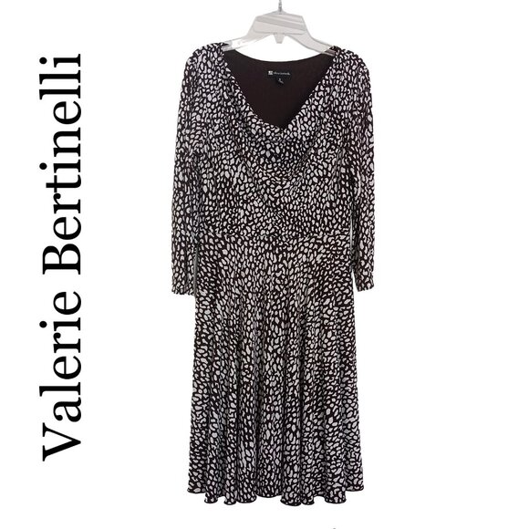 Valerie Bertinelli Cheetah Animal Print Brown & White Flowy A-line Dress Sz 6 - Picture 1 of 13